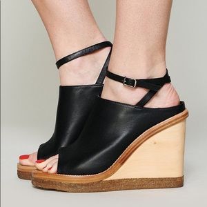 Free People Catalina Mule Wedge Black Size 39